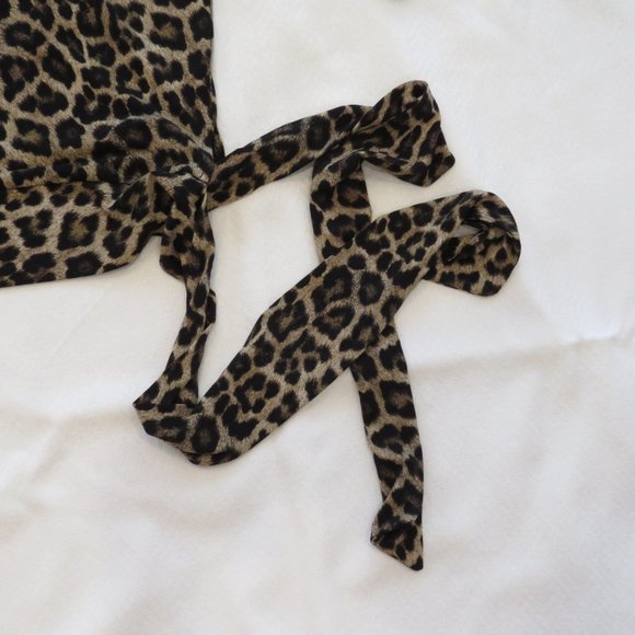 Michael Kors Leopard Animal Print Blouse Tie Waist, Flared Sleeve Size S - Picture 3 of 4